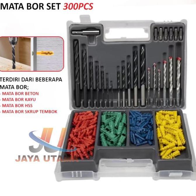 QURYGHANZ Mata Bor 300 Pcs Set Mata bor besi baja asli- Mata Bor Besi Kayu Beton - Mata Bor