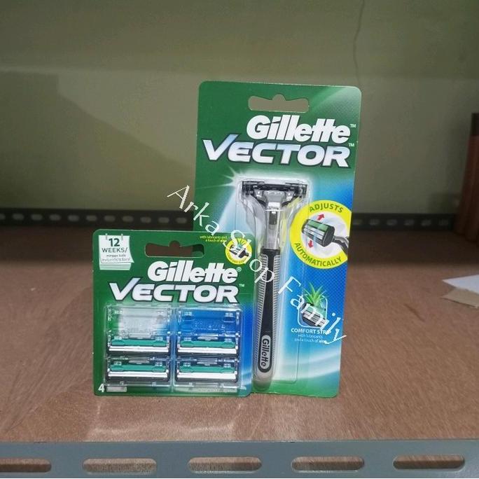 GILLETTE Vector Paket Handle + Refill Isi 4 Gillete Gilette Gilete