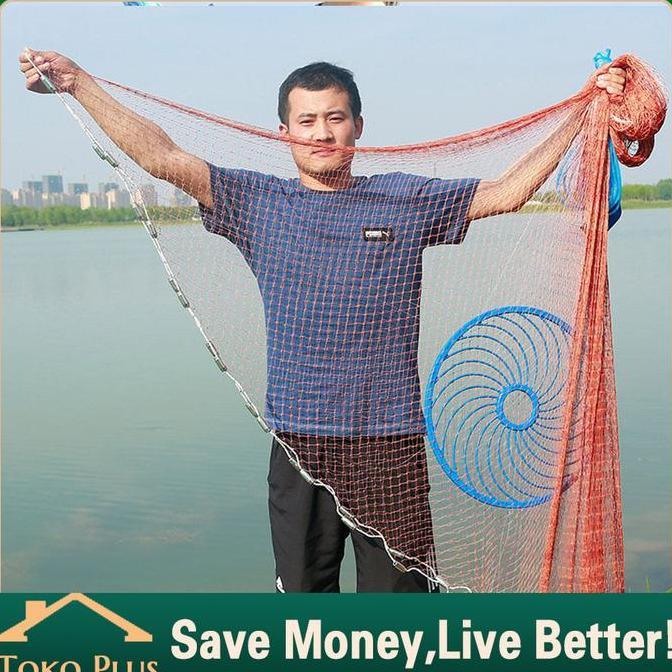 TWOVAN jala ikan lempar 3/4.8 meter jaring lempar udang Alat Pancing
