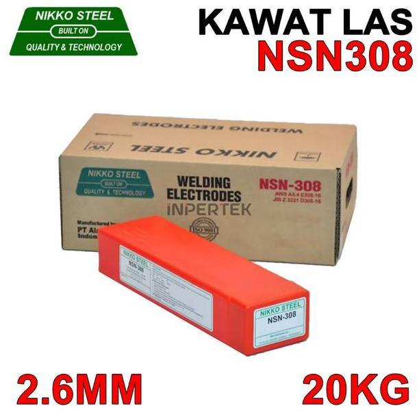 QARACK Kawat Las NSN308 2.6mm NIKKO STEEL Elektroda NSN 308 2.6 mm Welding Listrik 2.6 X 300 Stainle