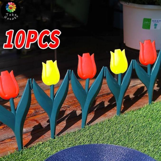 WASEUKA 10pcs Pagar Taman Tulip Pagar Kebun Bunga Plastik Pagar Plastik DIY Dekorasi Ruangan Pagar T