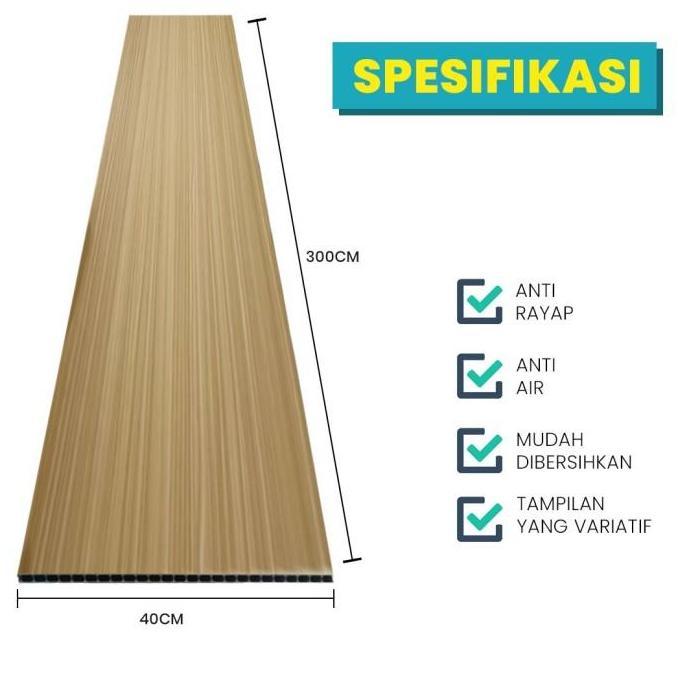 Wallpanel Polos WPC/ Wall Panel Polos PVC/ Wallboard Dinding 3.0 Meter x 40 Cm