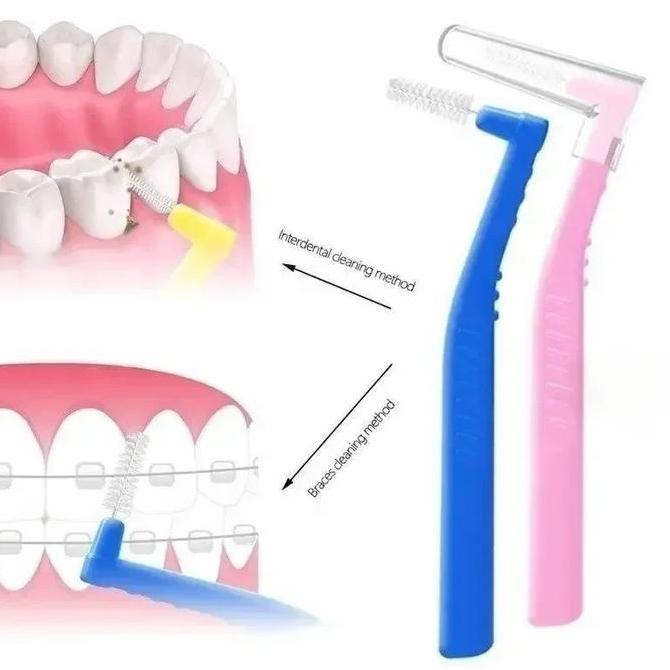 TWOVAN Interdental Brush sikat gigi Ortho / pembersih cela gigi/Interdental Brush L Shape 5 PCS 0.6-