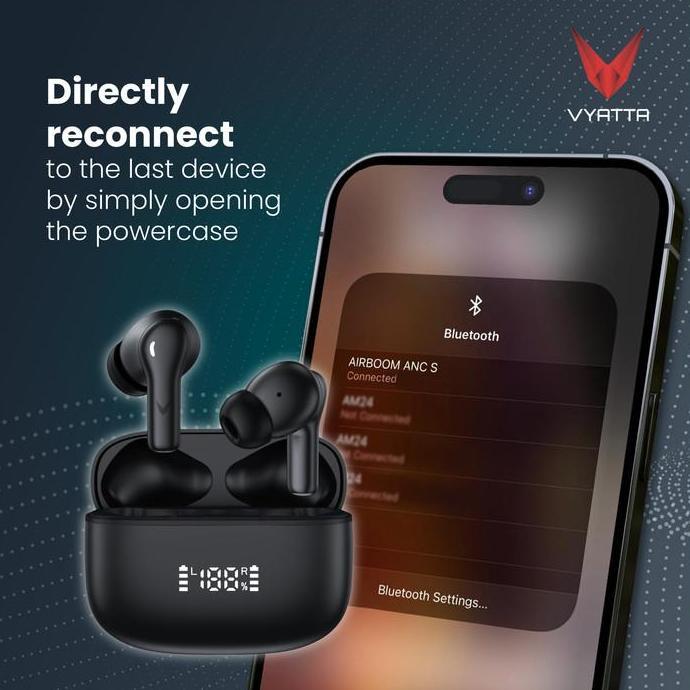 VYATTA AIRBOOM ANC S TWS BLUETOOTH HEADSET EARPHONE 25DB 4 MIC ENC