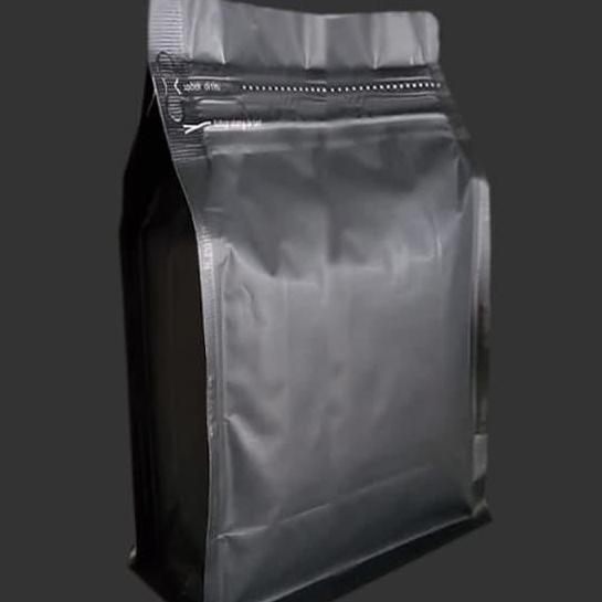 FLAT BOTTOM 2000 2kg kopi 1000g 1kg BLACK HITAM kemasan coffee bag zip