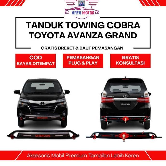 TANDUK DEPAN TOWING BAR BELAKANG AVANZA GRAND MODEL COBRA BESI SEVENCODE PENGAMAN BEMPER MOBIL N ARB