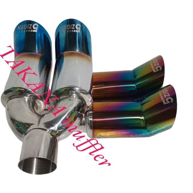 KNALPOT RACING MOBIL 5ZIGEN, ZIGEN CABANG, DUA LUBANG, DOUBLE, CAGAK BASS GAHAR UNTUK MOBIL MANUAL D