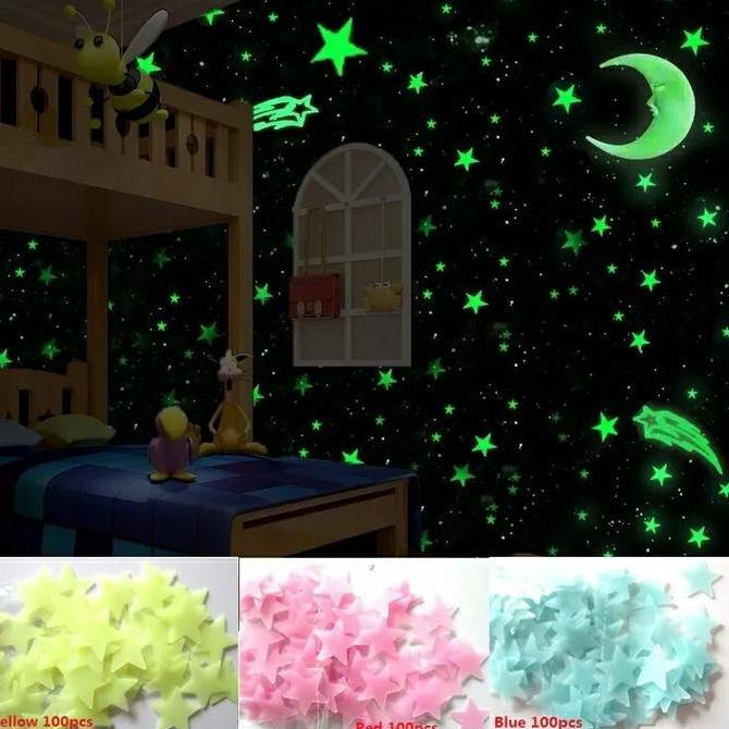 Glow in The Dark 3D stars 100pcs