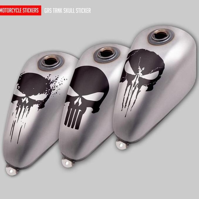 BARU STICKER TANGKI MOTOR PUNISHER SKULL CLASSIC XSR W175 CB ROYAL ENFIELD