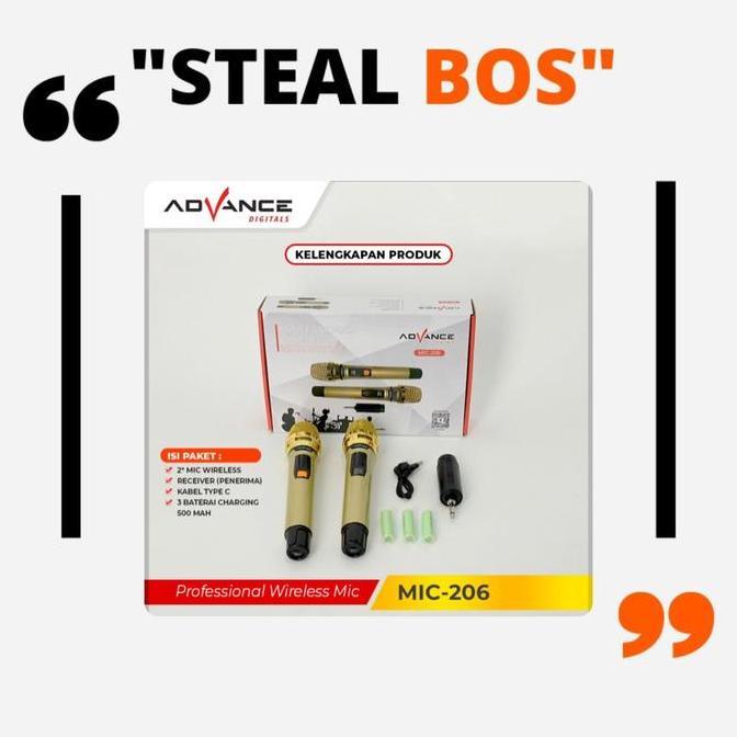 advance mic wireless 206 microphone double wireless+receiver advance