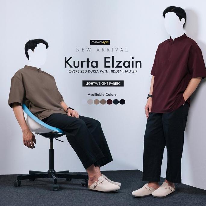 Super Promo, Kurta Elzain - Light Weight Oversized Kurta With Hidden Half Zip / Koko Kurta Oversize 