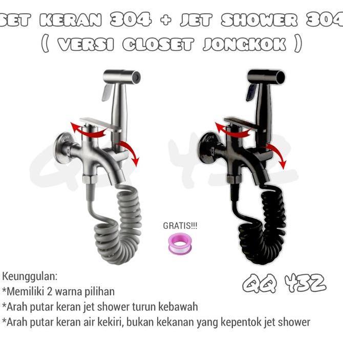 Set keran closet jongkok 304 Kepala jet shower closet bidet spray Set jet shower kloset Kran cabang 