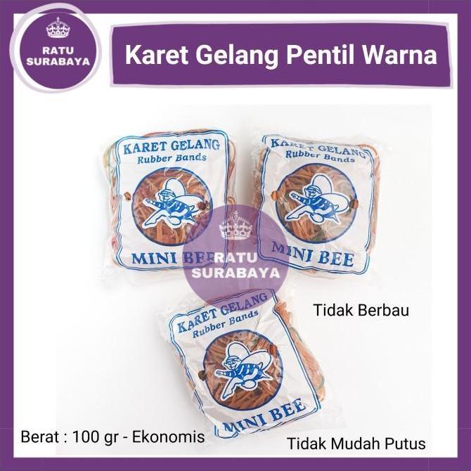 Karet Gelang Pentil Mini Bee 100gr Kuat Elastis Tidak Mudah Putus 1Ons