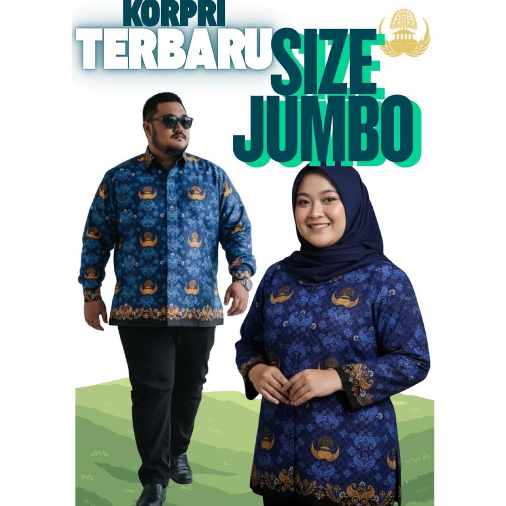 NEW BAJU Korpri Pria Wanita BIG SIZE JUMBO GEMOY Bahan Katun Premium Full Furing Adem Jahitan Rapi [