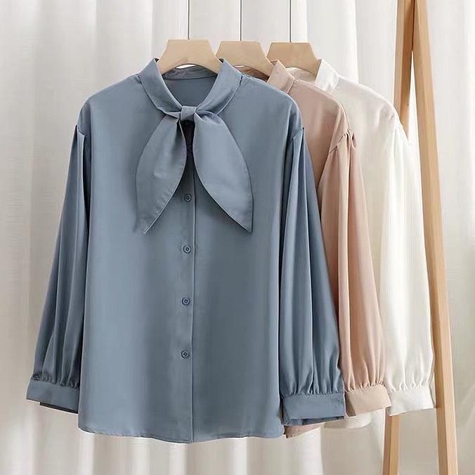 Cod  Osela Top Blouse Kemeja Korean Premium Fit L  Fashion Baju Atasan Blus Long Shirt Remaja Wanita