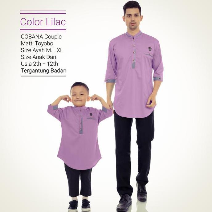 Cobana Moslem - Baju Koko Kurta Couple LILAC Ayah Dan Anak 2-12thn Dewasa M. L . XL Jumbo XXL-XXXL