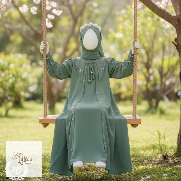 HOT PRODUCT Gamis Anak Ceruty Babydoll Mewah Little Z Helwa Set Syar'i Premium l Set Gamis Anak Pere