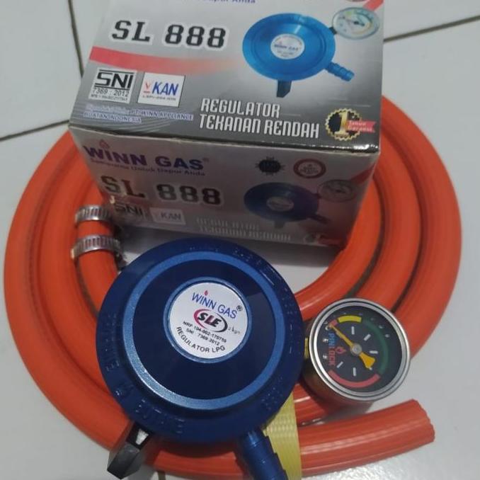 Regulator Matic WINN GAS SL 888 Manometer Orange Selang LPG 700 PSI