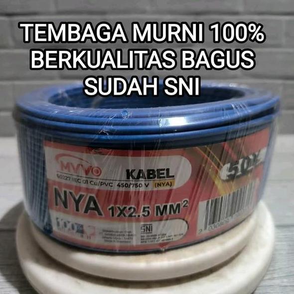 Myvo Kabel Nya 2.5Mm Tembaga Murni Full Sni Lmk 1Roll 50 Yard Kabel Kawat Tunggal 2.5 Mm Kabel Sni K
