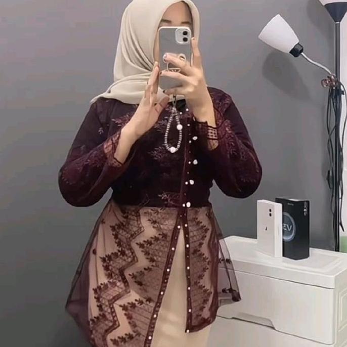 Outer Brokat Janggan Modern/ Outer Brokat Wisuda Terbaru / Baju Atasan Wanita Dewasa Motif Random Mu