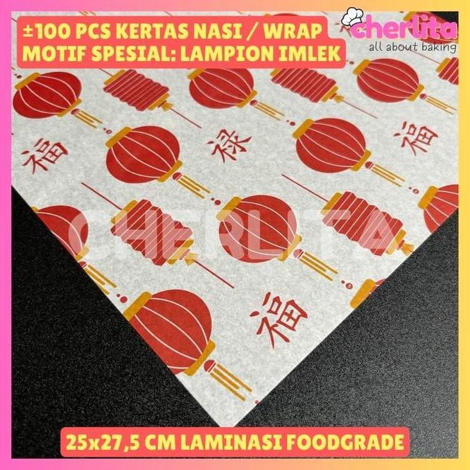 Kertas Nasi Motif Food Wrapper Laminasi Foodgrade Premium Imlek Lampion