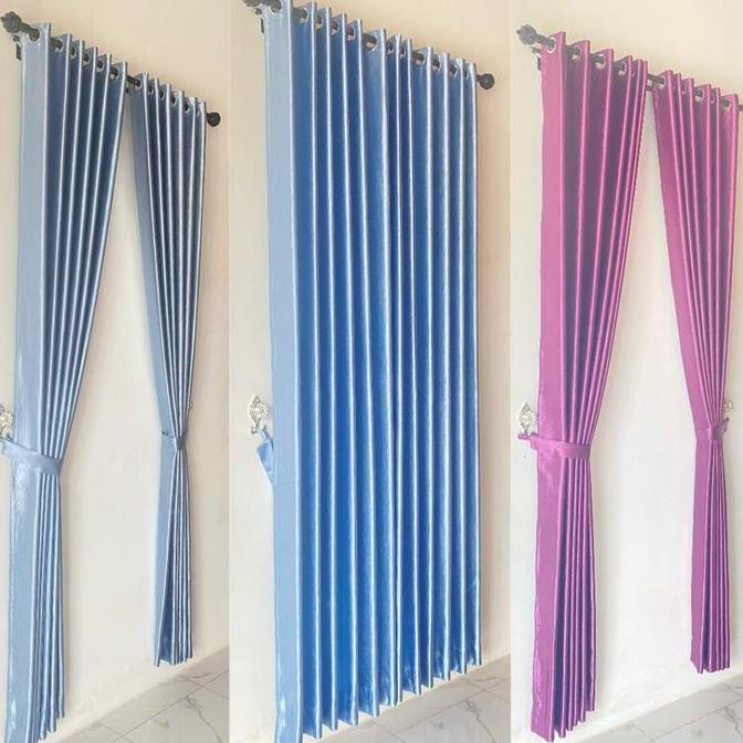 Wooden T250-270Cm Gorden Jendela Premium Glossy Ungu Biru Muda Pink Mocca Panjang 250 270 Cm Bahan B