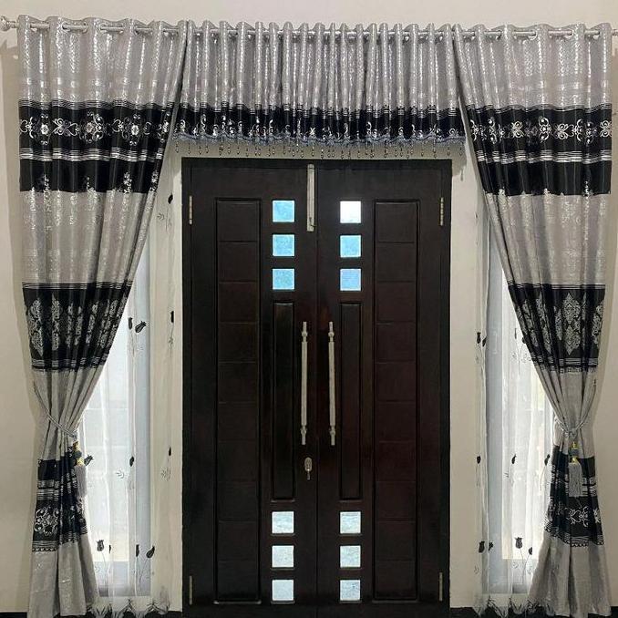 Satu Set 2 Lembar Gorden dan Poni (2 Lembar Gorden Egypt Beserta 1 Ponian) Pintu || Curtain || Tali 