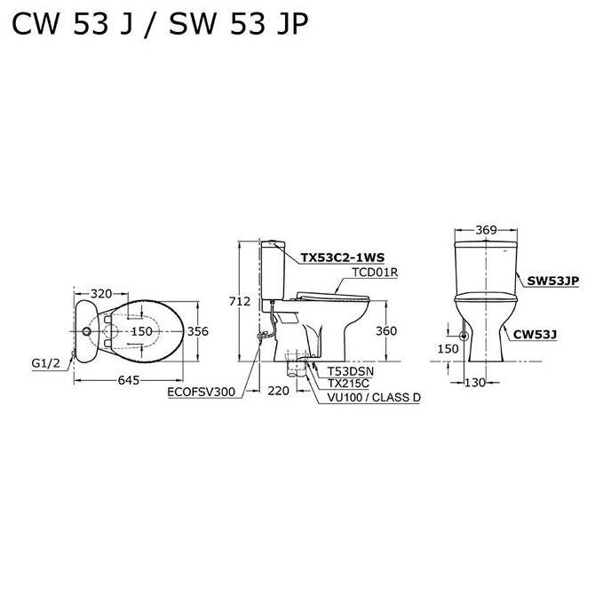 Murah Dweck - Paket Lengkap Closet Duduk Dan Wastafel Toto Cw53Jp Lw248J Original