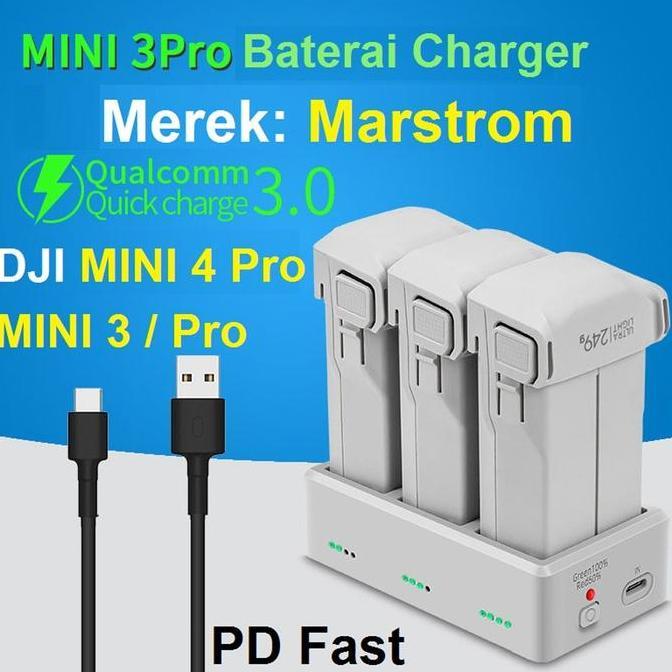 Charging Hub Mini 3 Pro Mini 4 DJI 3 Marstrom Baterai Docking Slot Battery Drone Two Way Charger Ori