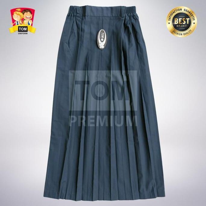 Seragam TOM - Rok SMA Rempel Karet Panjang Abu