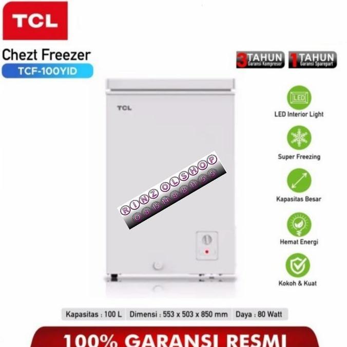 Murah Chesh Freezer Tcl Tcf-100Yid Lemari Pembeku Tcf100Yid 100 Liter