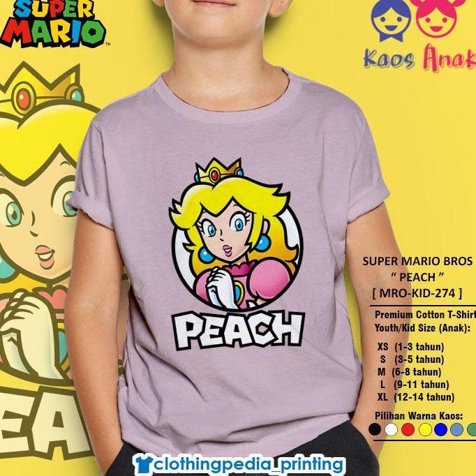 Kaos Anak Princess Peach Super Mario Bros Character Peach Kid T-Shirt