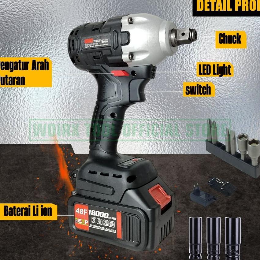 Mesin Impact Wrench Impact Baterai Cordless 48F Sunc Tools