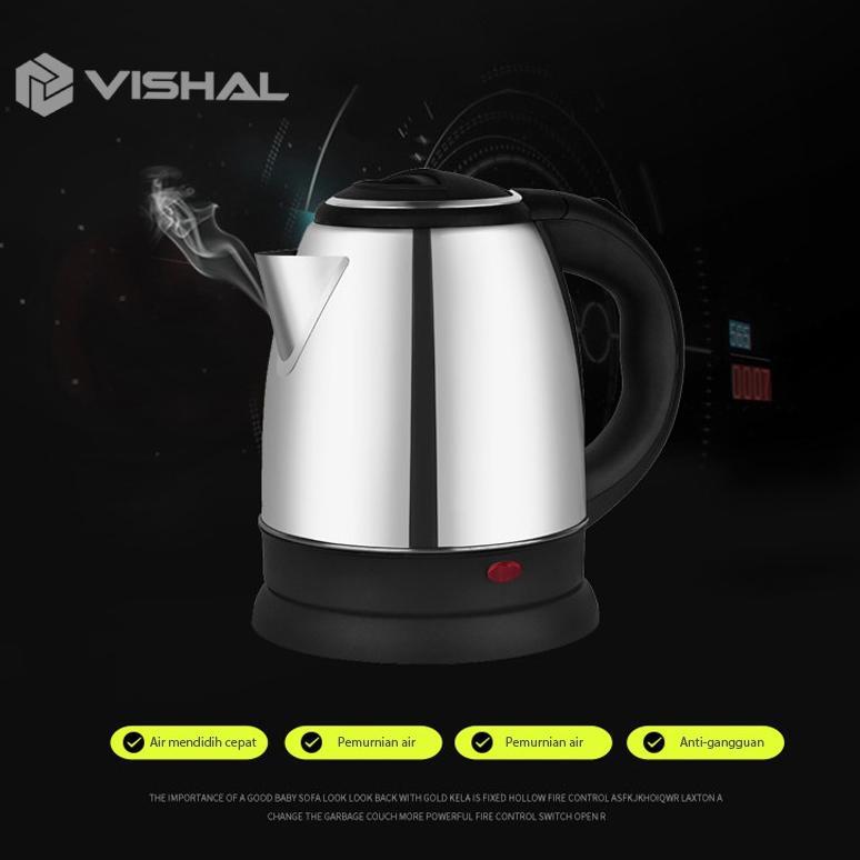 BESTPROMO VISHAL Teko listrik Pemanas Air /Kettle Electric Stainless Pembuat Kopi Teh VS-1801