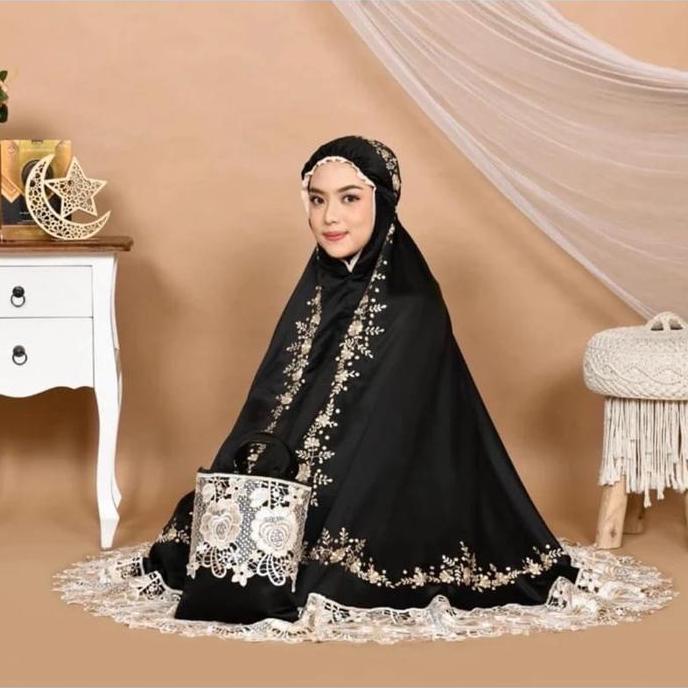 Mukena Dewasa Mewah Bordir Premium Khania Lembut Renda Mukenah Lebaran Cantik