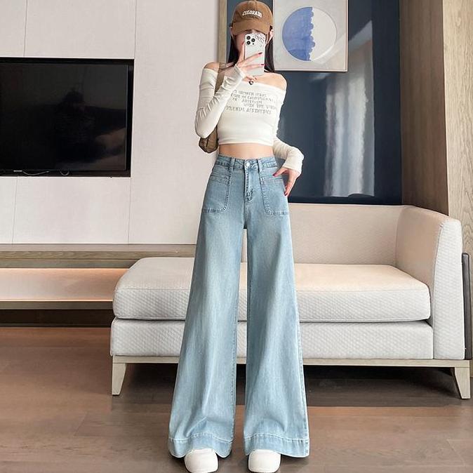 PR0M0 JeansHighwaist- Celana Retro Jeans Wanita Model Kulot Retro Warna Biru skena hijau lulu baggy 
