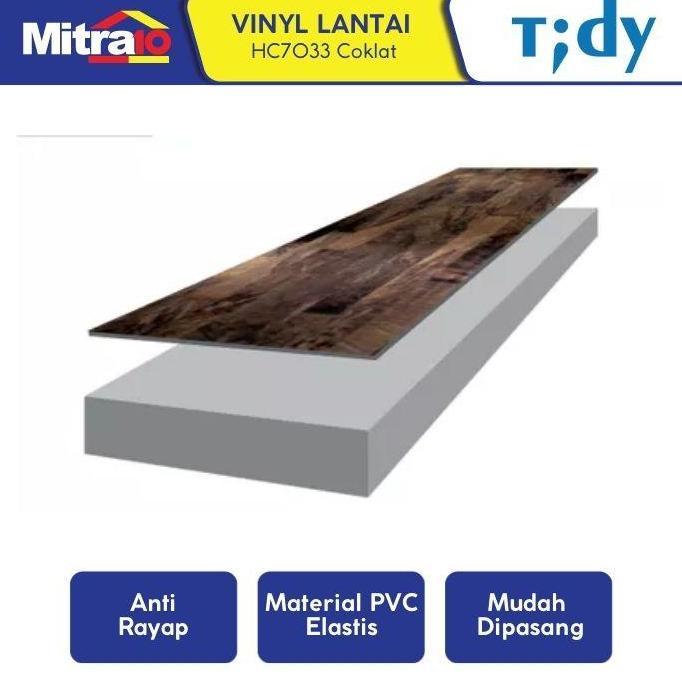 Uzwajahshop - Tidy Vinyl Lantai Motif Kayu HC7033 Brown Parquet 90x15 Cm Lem