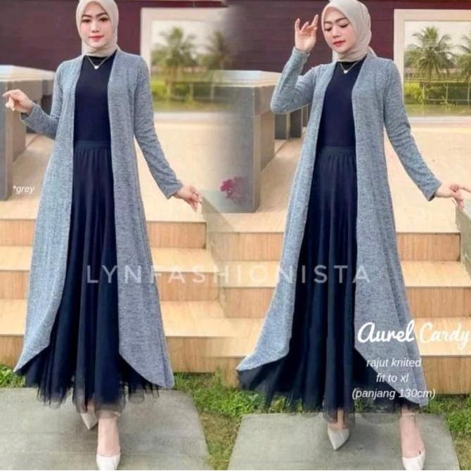 Cardigan Panjang Wanita Fashion Muslimah Kardigan  Rajut/Aurel