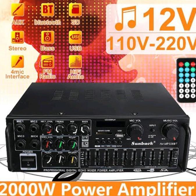 Power Amplifier Karaoke Bluetooth EQ USB FM Radio Sunbuck