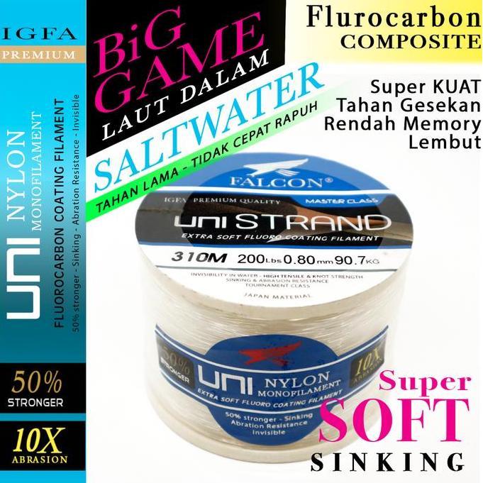 Senar Pancing Falcon Uni Strand BIG Game Laut Dalam - Tuna - Marline - Tenggiri - 250 Gram Ikan