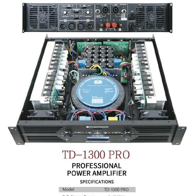 POWER AMPLIFIER SOUNDSTANDARD TD1300 PRO LAYAR LED 2X1300 WATT TD 1300 PRO