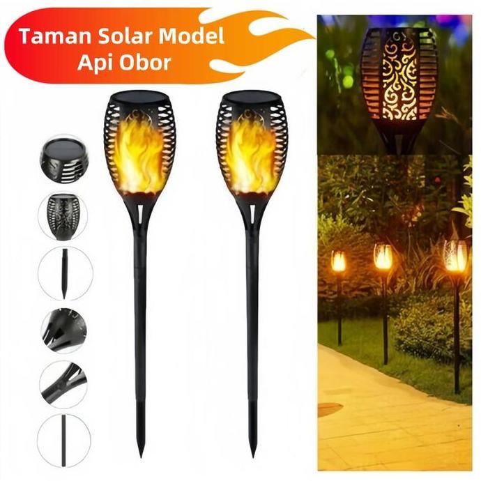 Lampu Hias Taman Solar Lampu Taman Obor Solar LED Lampu Taman Solar Model Api Obor lampu  sinar  mat