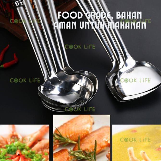 Altwood- Spatula Stainless Steel Super Jumbo Sotel Alat Masak Serbaguna Gagang Kayu Irus Serbaguna S