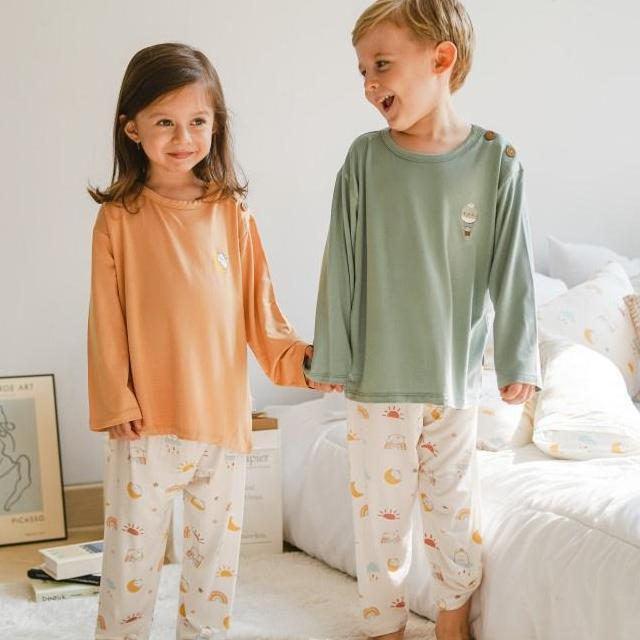 Mooi Baju Tidur Anak Piyama Anak Unisex Tencel Mochi Set Size Xl
