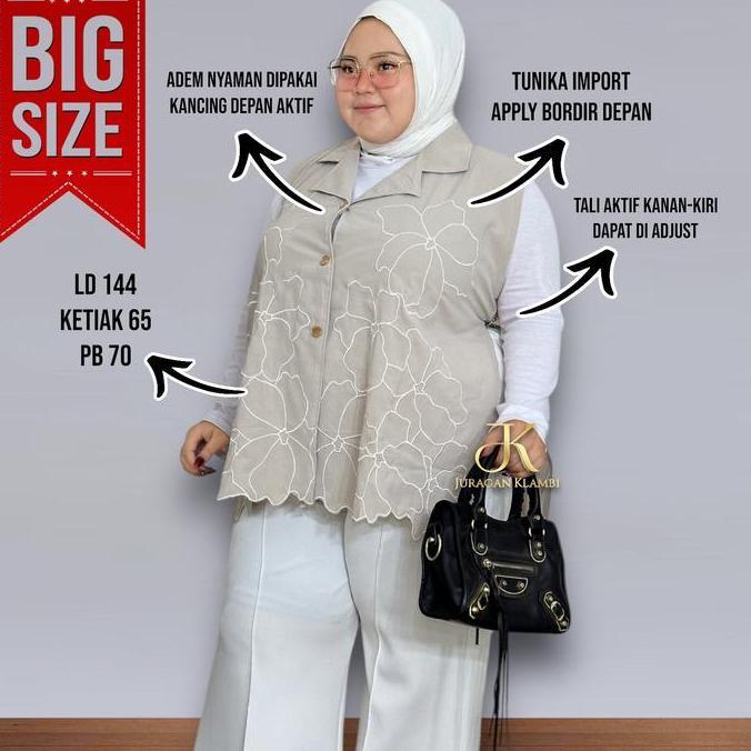 Vest Bordir Bahan Tunica Ld 144 Dan Inner Gamis Jersey Tanpa Lengan Dan Outer Kimono Katun Hq Super 