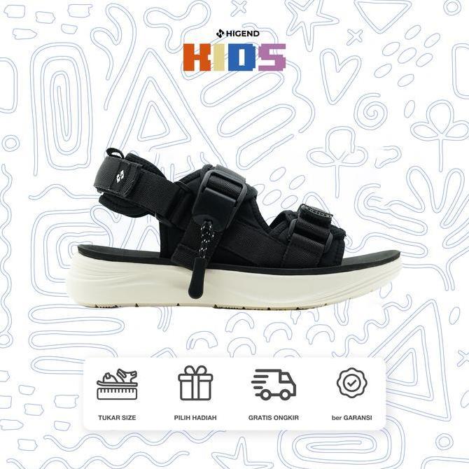 FLASH SALE - Higend Kids - Bold Wave Black Kids - Sandal Gunung Travelling Anak