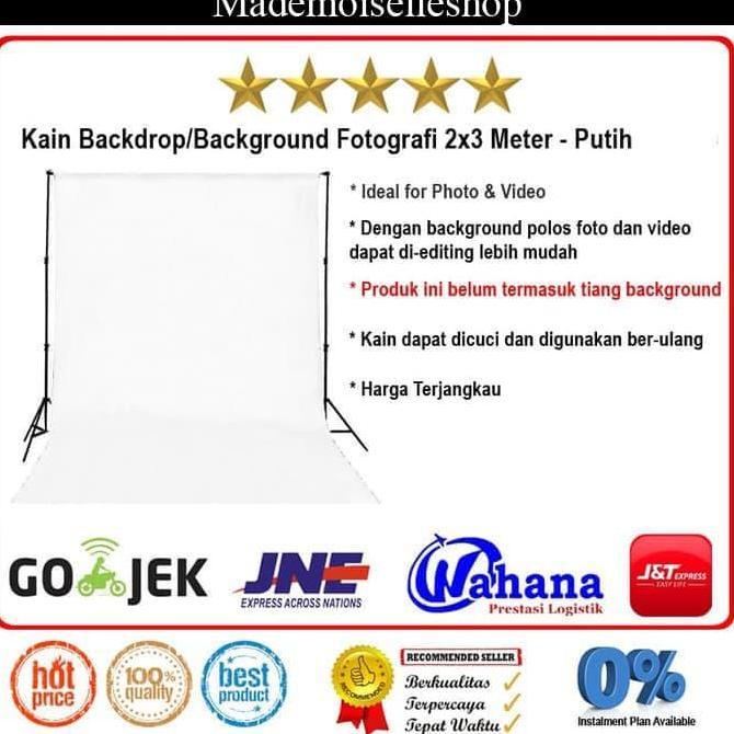 NEW Kain Background/Backdrop Studio Fotografi 2x3 Meter - Putih