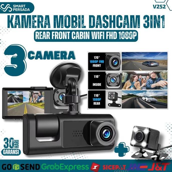 Monitor Kamera Mundur Parkir Dan Depan Mobil Dashcam 3In1 Rear View Camera Nightvision Cabin Wifi Fh