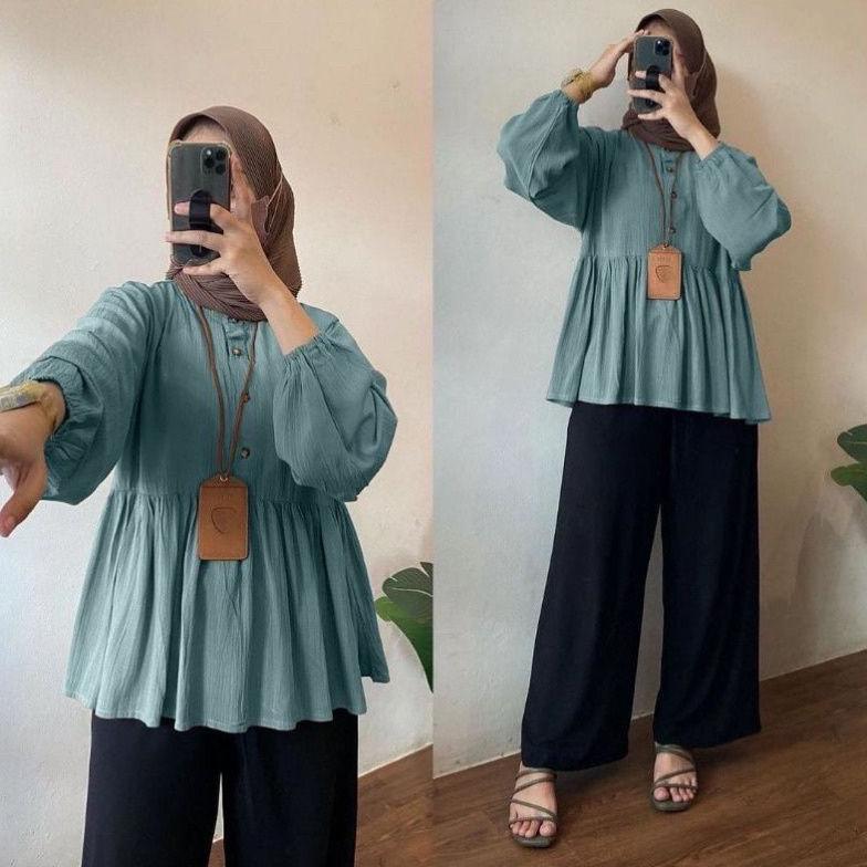 Rayyacloth.Id Raisa Blouse Crinkle Rayon Premium Rania Top Blouse Wanita Atasan Crinkle Harga Grosir