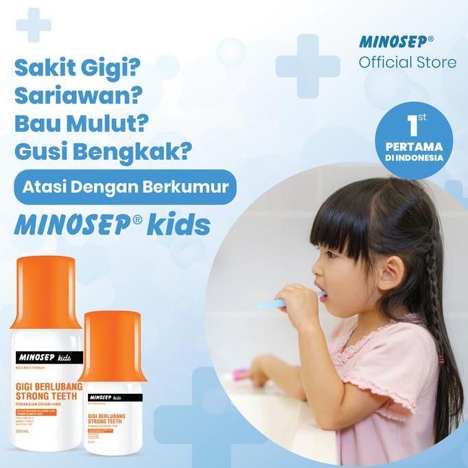 Cod,Bisa- Minosep Kids Obat Kumur Antiseptik 200Ml Sariawan, Bau Mulut Rasa Mango Favorit Anak-Anak